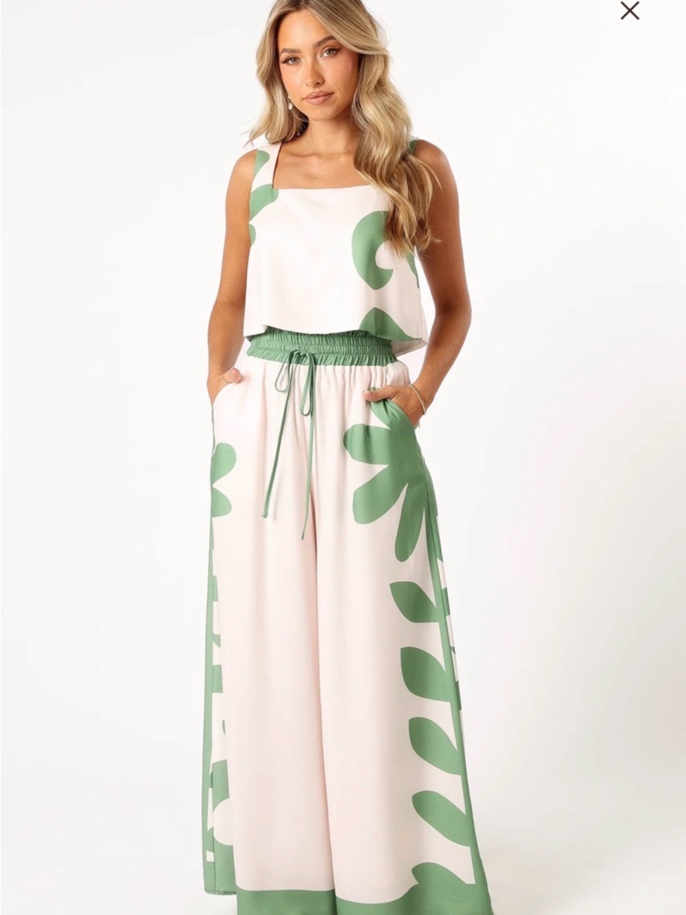 Petal and Pup Timothy Tropical Floral Sage Green/Beige Set S